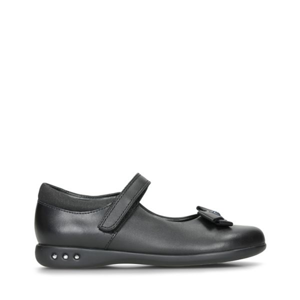 Clarks Girls Prime Skip School Shoes Black | CA-726951